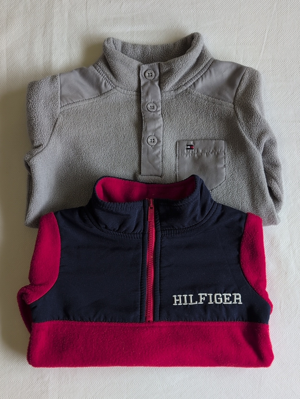 TOMMY HILFIGER | 2 Pack Fleece Pullover Jacket Set Red Navy Grey | 12M